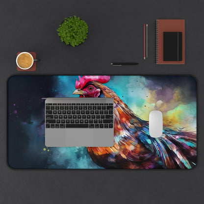 "Vibrant Rooster Chicken Desk Mat for Rustic Workspace Decoration"