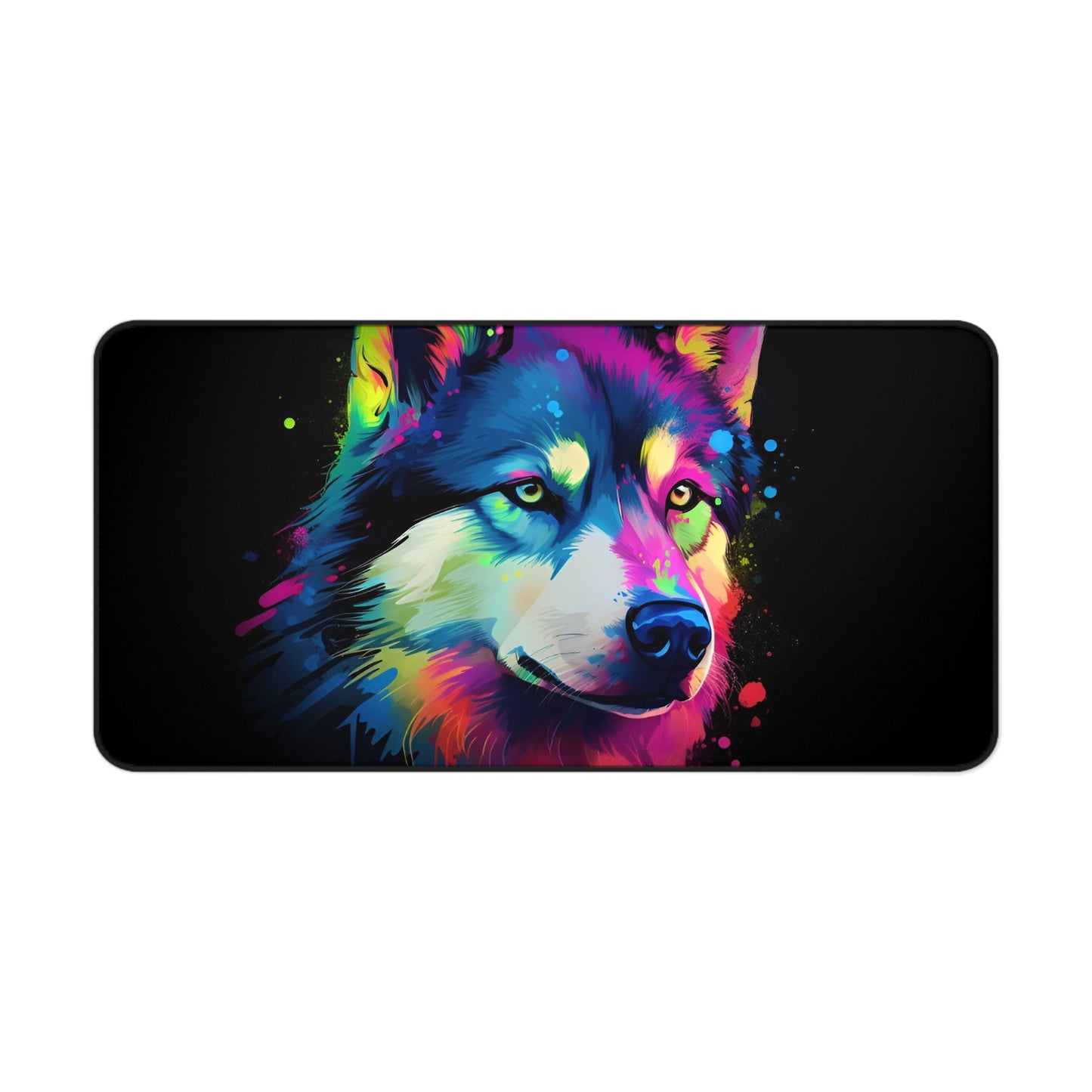 "Charming Husky Pup Desk Mat - Protect your workspace with this adorable and durable mat"