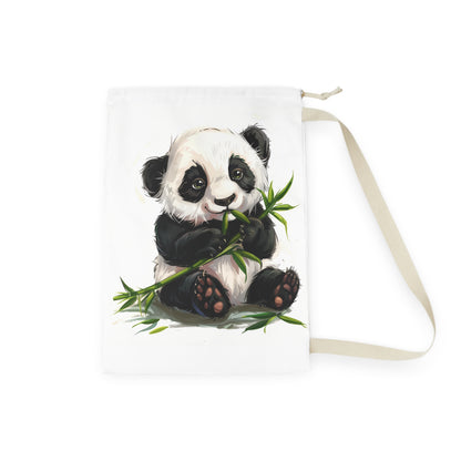 "Adorable panda bamboo laundry bag for stylish laundry organization and fun routine"