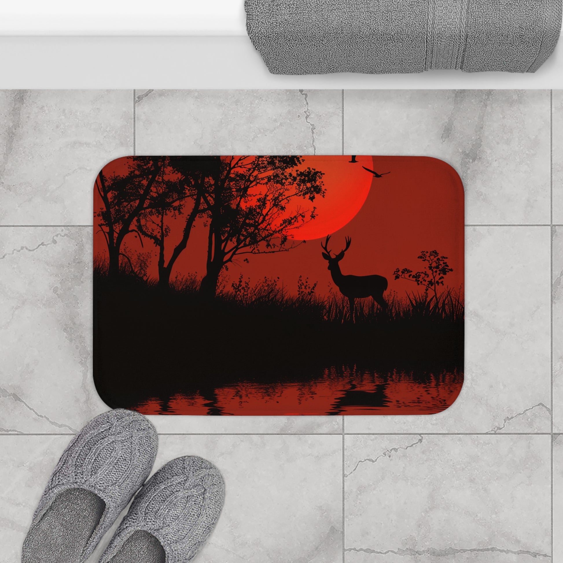 Deer Silhouette Bath Mat | Bath Mats | Bath, Bathroom, Home & Living, Indoor, Sublimation | Prints with Passion