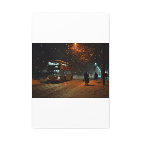 London Winter Snowfall Illuminated Evening Stretched Canvas Wall Art - View 3 | Prints With Passion