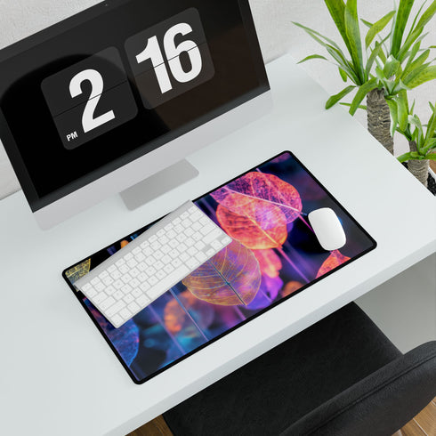 Dreamscape with Levitating Neon Leaves — XL & XXL Desk Mat — Product Detail View 7