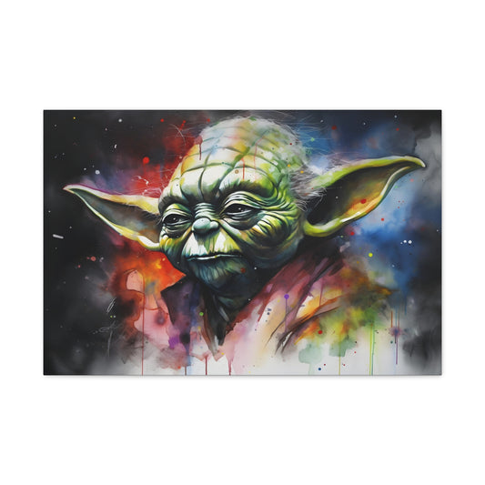 Neon Yoda Watercolor Canvas: Bring Galactic Charm to Your Space | Canvas | Art & Wall Decor, Canvas, Fall Picks, Hanging Hardware, Home & Living, Indoor, Top Spring Products, Valentine's Day promotion | Prints with Passion