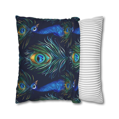 "Stunning Vibrant Blue Peacock Feathers Pillowcase - Soft and Stylish Bedroom Decor with Seamless Pattern"