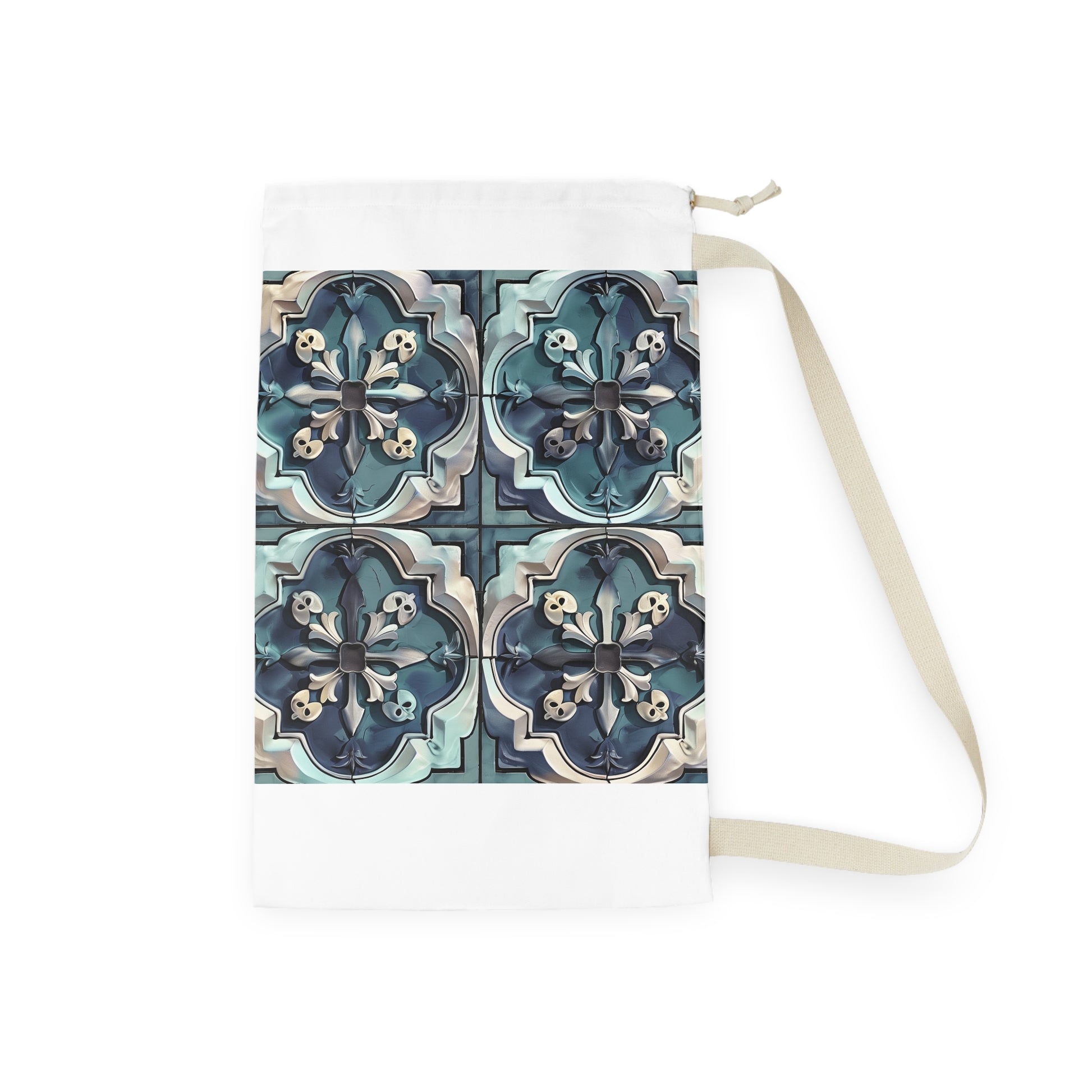 "Stylish Artisan Tile Laundry Bag - Elevate your laundry routine with our chic patterned bag"