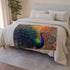 Ghost Peacock in Pixel Forest — Plush Fleece Throw Blanket — Product Detail View 6