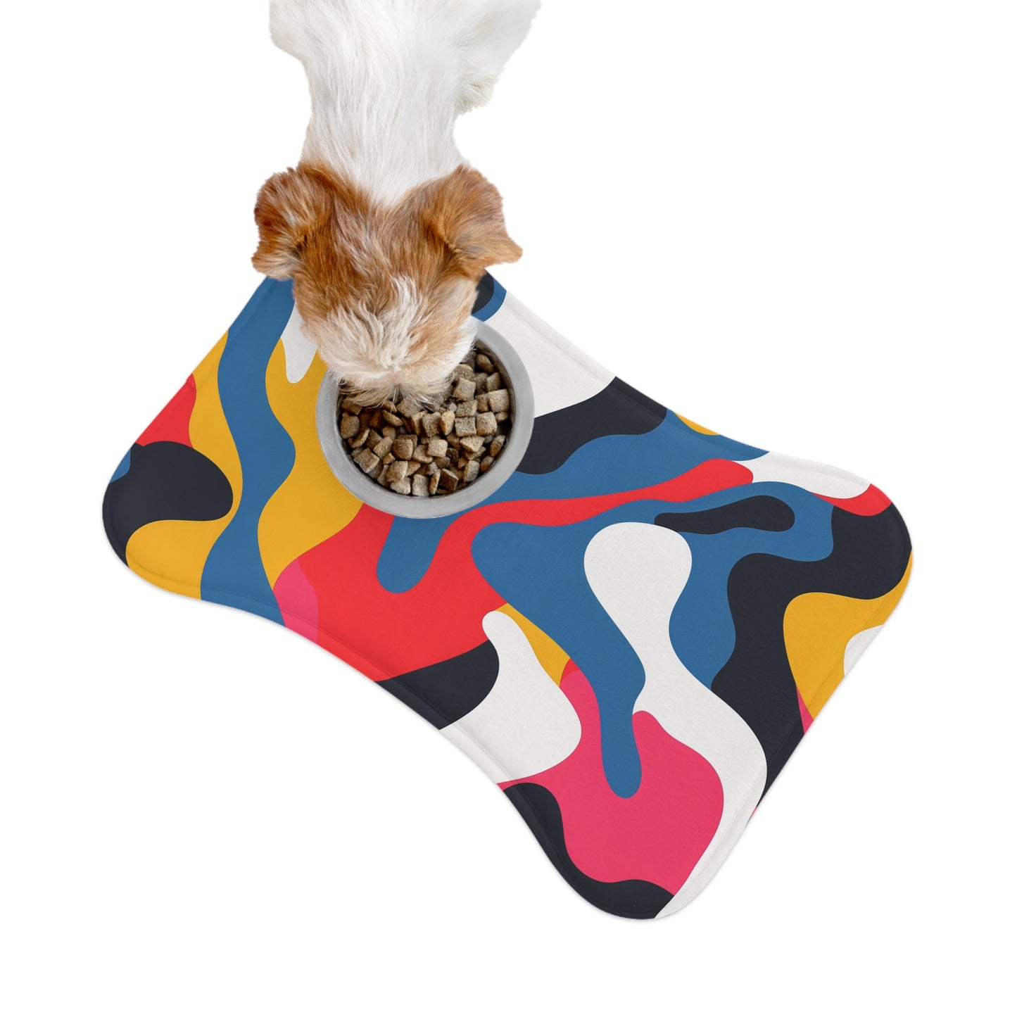 Abstract Pet Feeding Mat: Bold & Bright