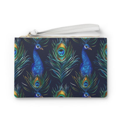 Peacock Feathers Blue Clutch | Clutch Bags | Accessories, All Over Print, AOP, Assembled in the USA, Assembled in USA, Bags, Made in the USA, Made in USA, Vegan | Prints with Passion