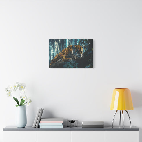 Cybernetic Jaguar in Data Jungle — Canvas Wall Art — Kiln-Dried Pine Frame & Ready-to-Hang Back View
