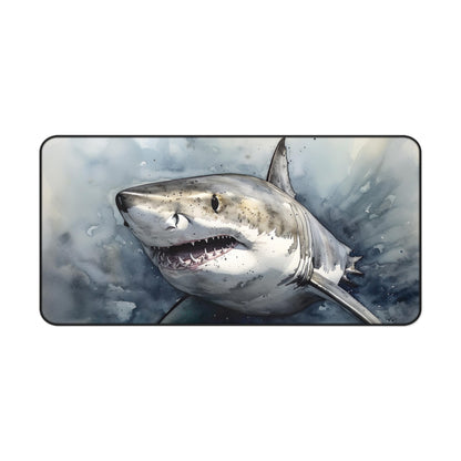 "Great White Shark Desk Mat - Durable marine-themed desk protection for stylish workspaces" #deskmat #sharkdecor #marinelife #officedecor