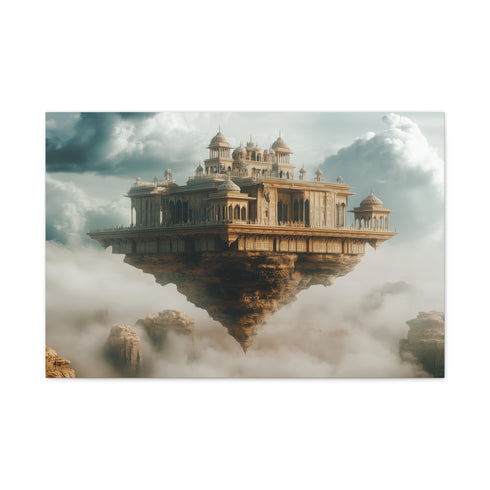 Desert Palace Levitating in Storm — Canvas Wall Art — Living Room Wall Lifestyle View