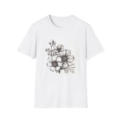 Blooming Brilliance: Hand-Drawn Floral T-shirt 
 Nature's Canvas: Hand-Drawn Botanical Symphony T-shirt 
 Whispering Petals: Hand-Drawn Floral Rhapsody T-shirt