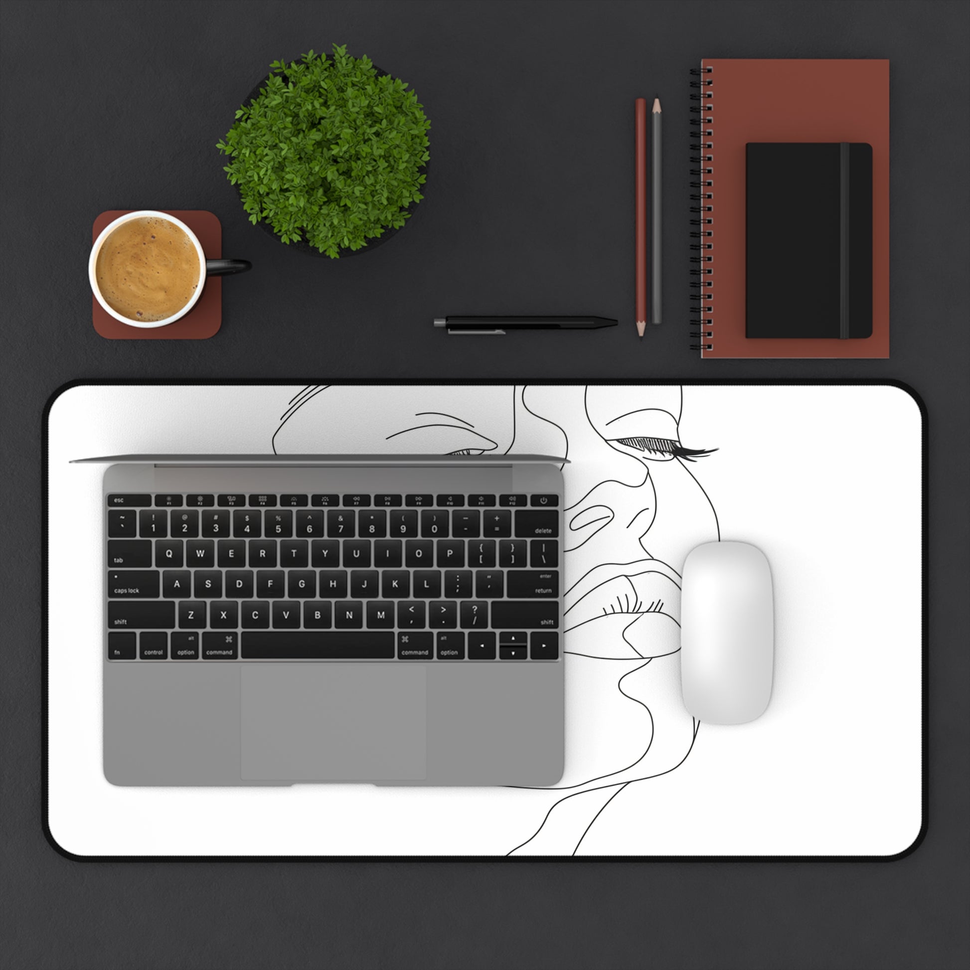 "Stylish Minimalist Face Desk Mat for Modern Workspace Decor"