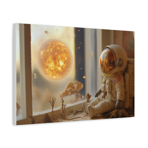 Lost Astronaut Staring at Supernova — Canvas Wall Art — Side Profile & Stretched Corner Detail