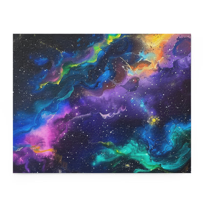 Neon Galaxy Space Jigsaw Puzzle - Dive into a captivating cosmic adventure with vibrant colors and intricate details for hours of puzzle fun.