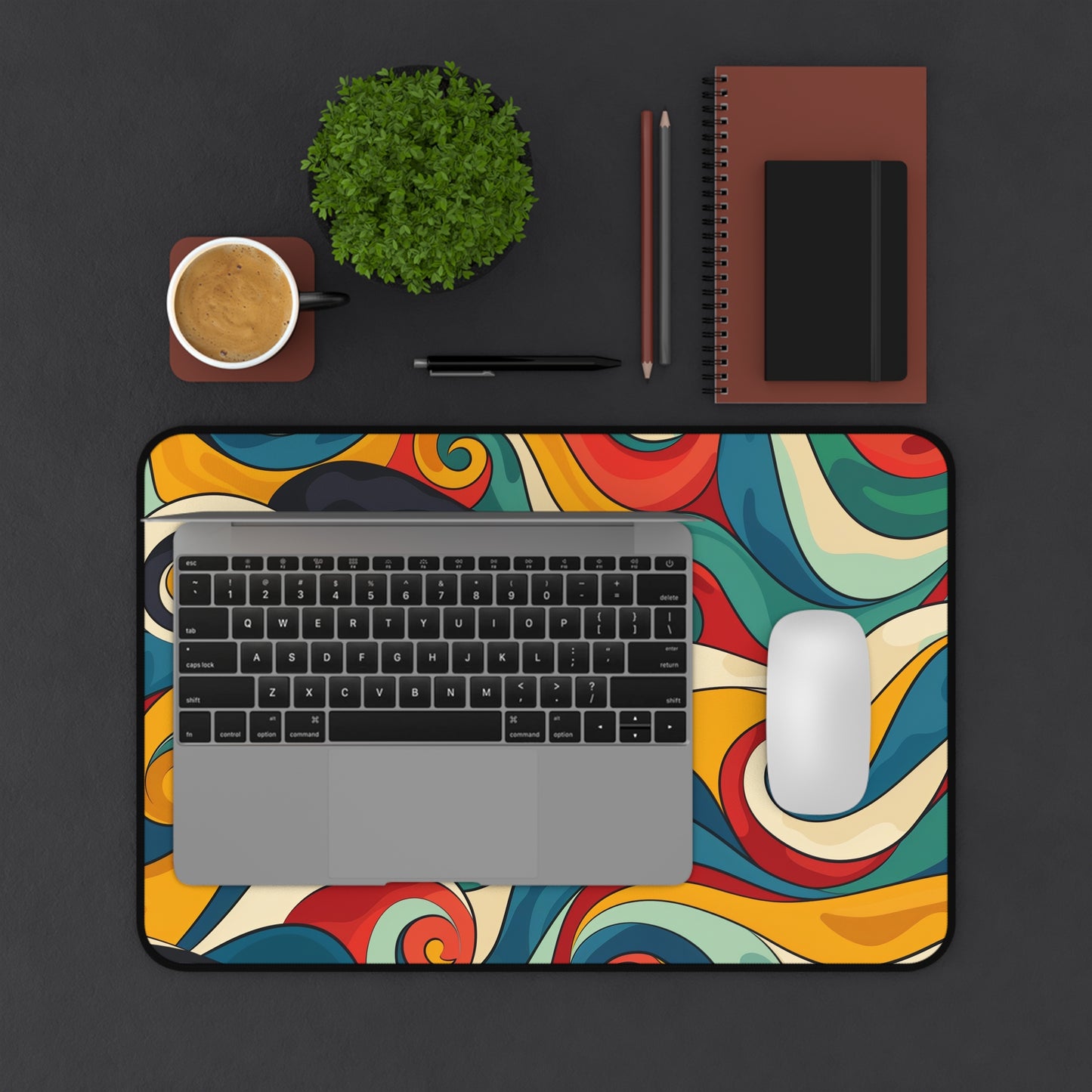 Vibrant Retro Waves Desk Mat - Transform Your Workspace with Nostalgic Charm