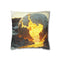 Crumbling Planet Leaking Golden Lava (Edition II) — 40×40 Cushion Cover — Front 40×40 cm Square Cushion View