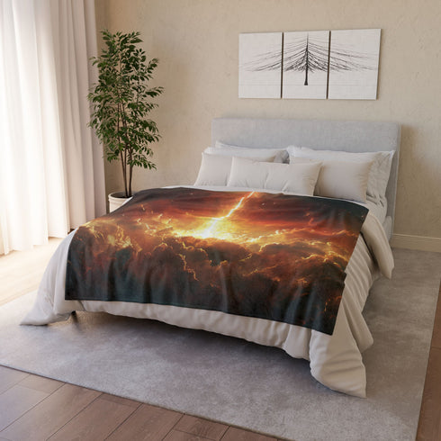 Solar Sword Shattering the Sky Plush Fleece Throw Blanket