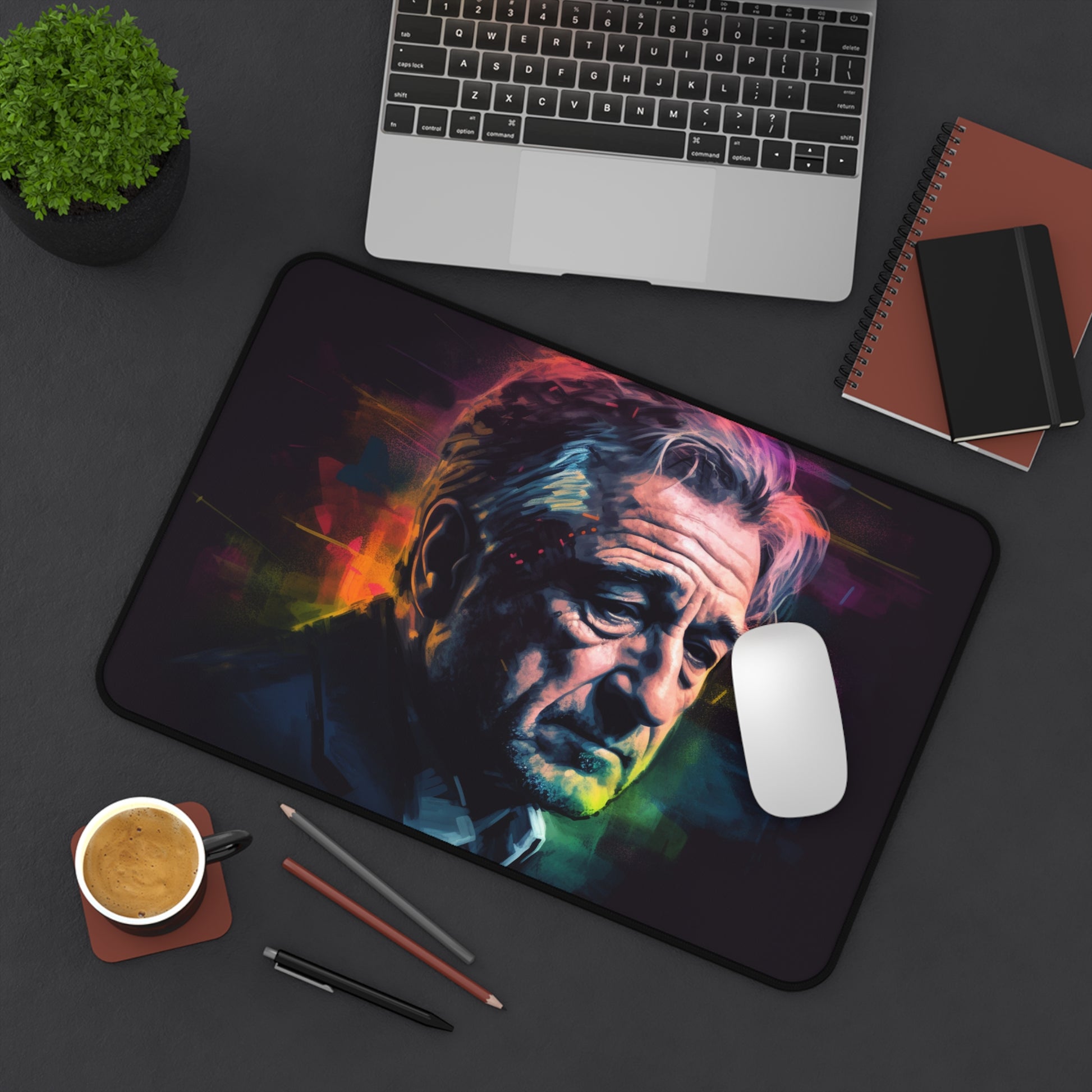 "Officially licensed Rob DeNiro desk mat for stylish and durable workspace protection"