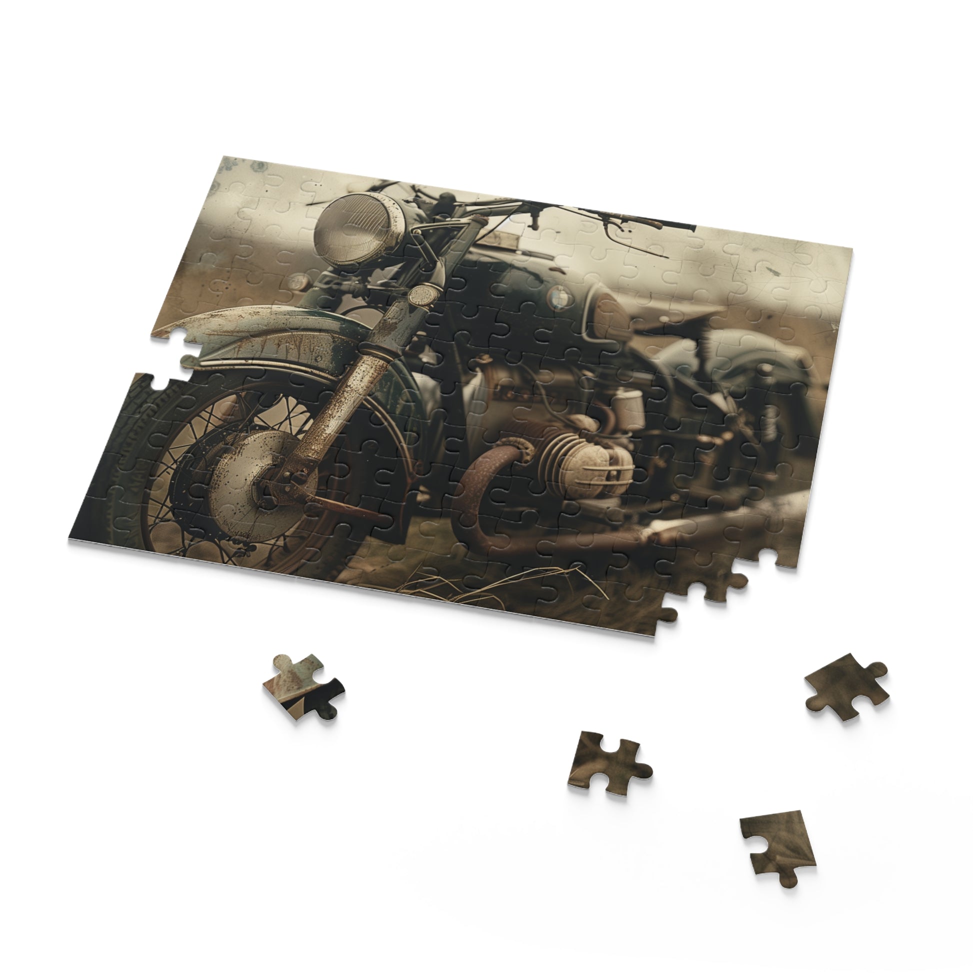 Vintage Motorcycle Fun Puzzle: Piece together classic scene of vintage motorcycle for hours of entertainment