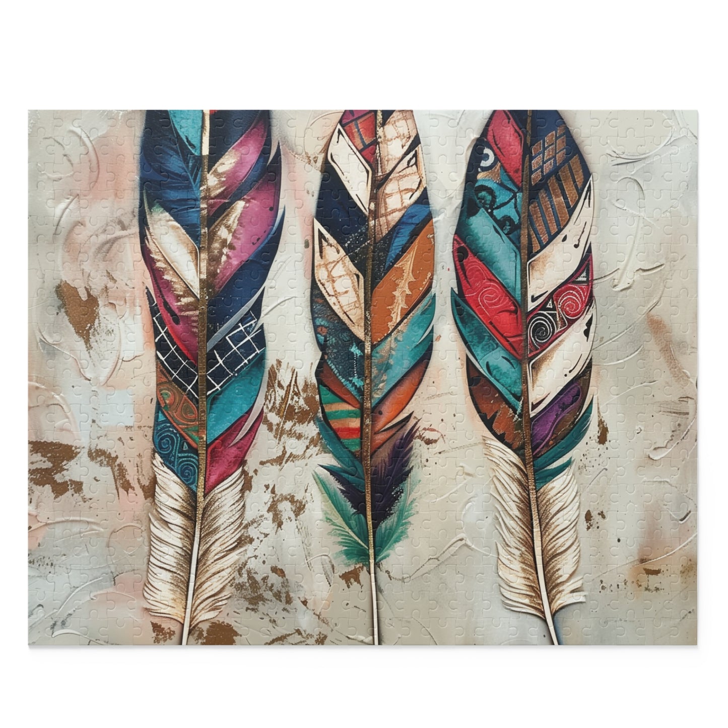 Bohemian Feather Jigsaw Puzzle - Colorful design for relaxation and mindfulness