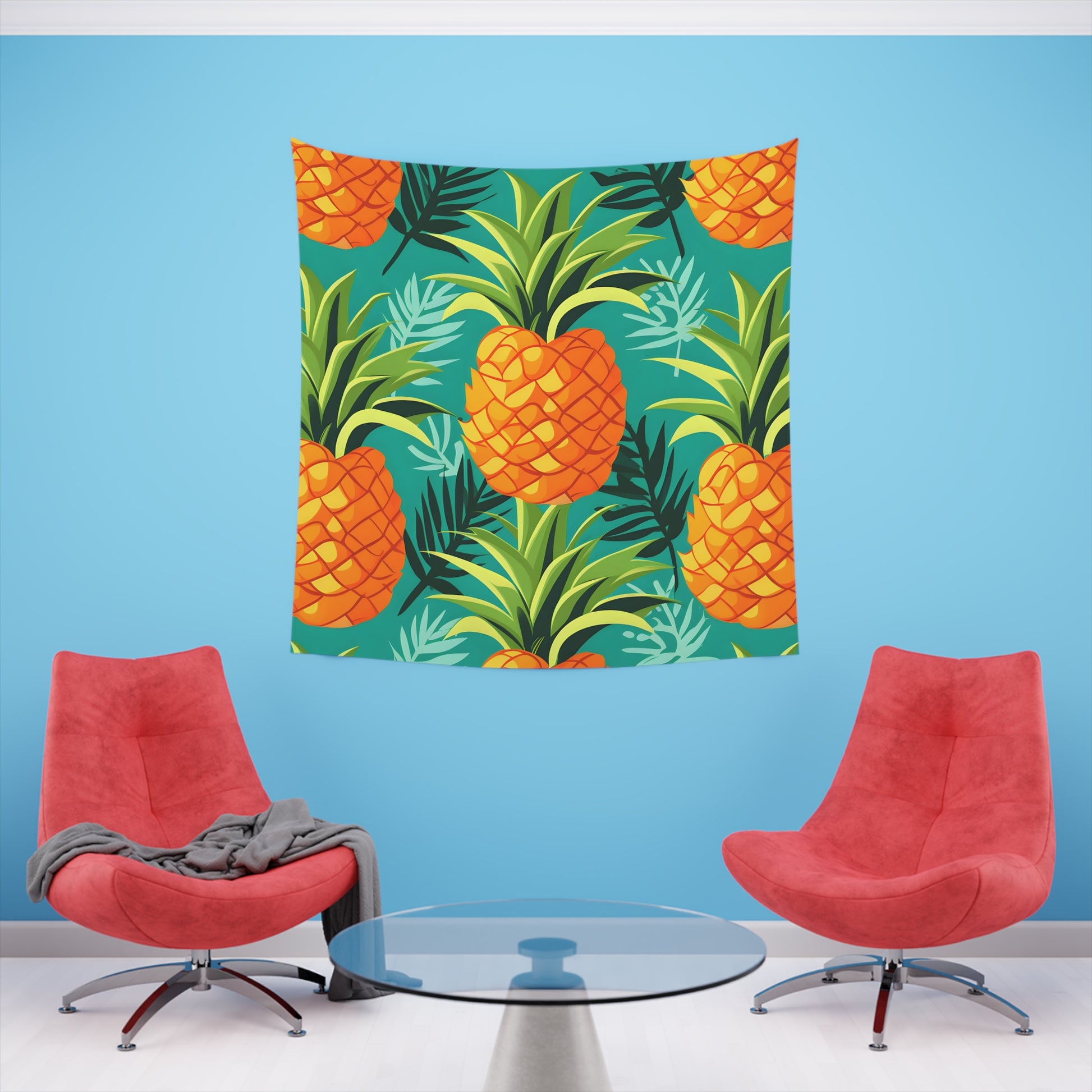 Aloha Vibes Pineapple Paradise Tapestry for Tropical Home Decor - High Quality Material, Comfortable and Stylish, Perfect for All Seasons - Available in 34" x 40" and 57" x 57" - Makes a Great Gift - Shop Now!