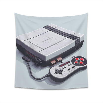 "Game On: A Retro Tapestry - Classic console and pixel art design for gamers. High-quality and stylish home decor accent. Perfect gift for all seasons."