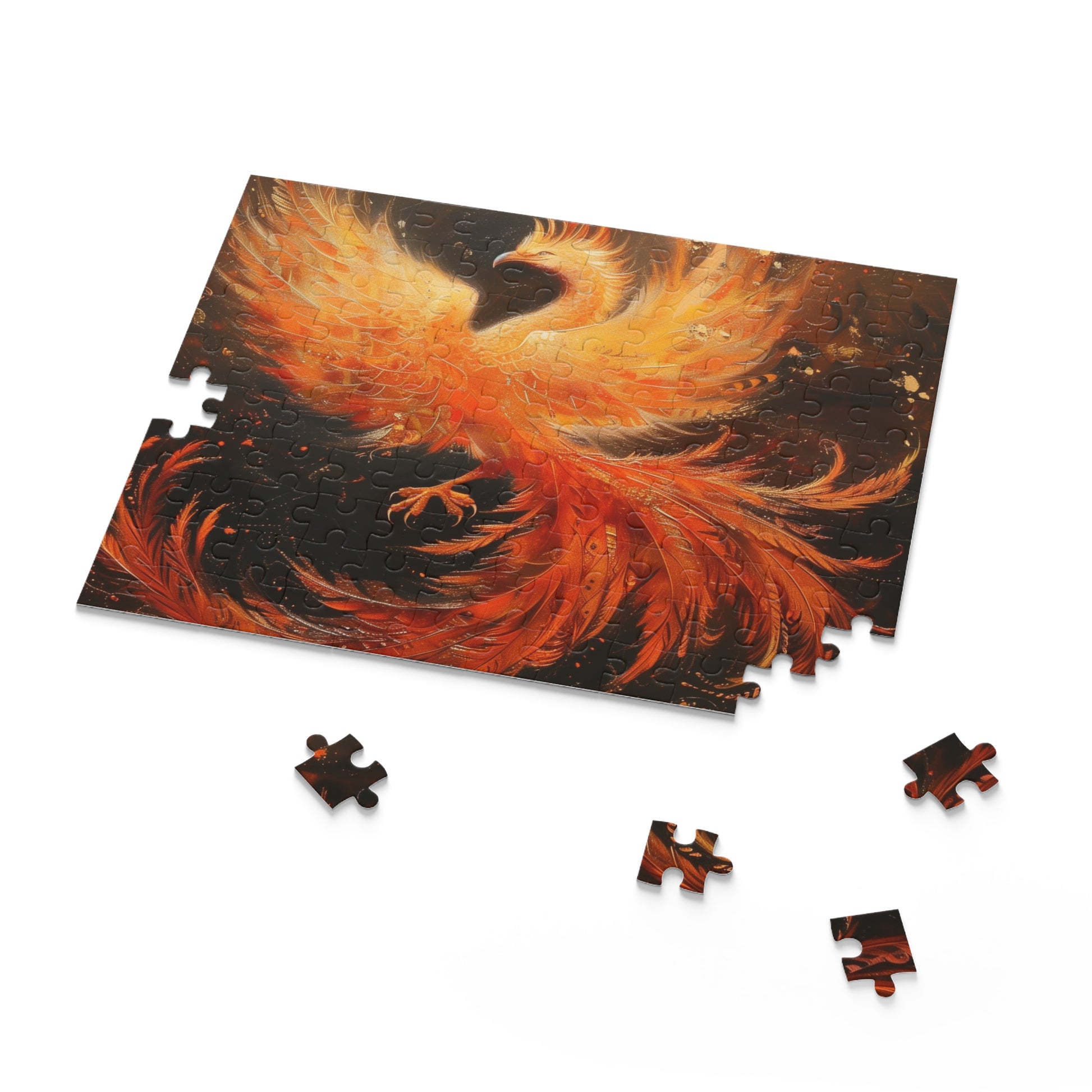 "Phoenix Mythical Jigsaw Puzzle, vibrant colors and intricate details, captivating challenge"