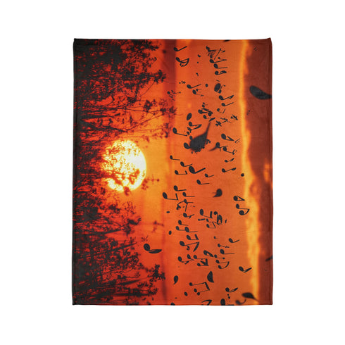 Sunset Made of Music Notes — Plush Fleece Throw Blanket — Product Detail View 10