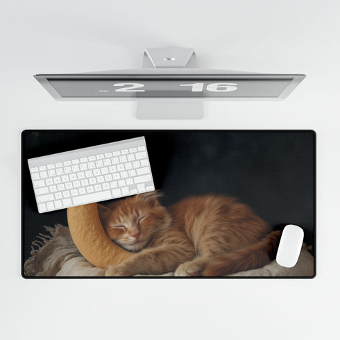 Celestial Cat Sleeping on Crescent Moon XXL Extended Desk Mat – Prints With Passion (View 5)