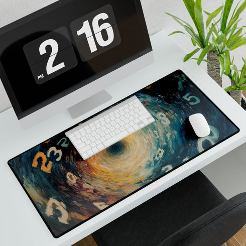 Time Vortex with Melting Numbers — XL & XXL Desk Mat — 3mm Non-Slip Natural Rubber Base Detail