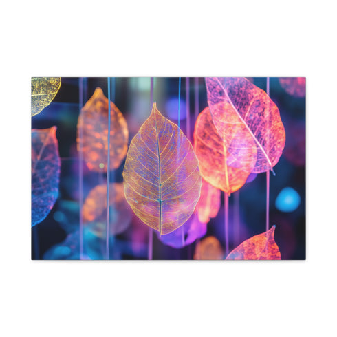 Dreamscape with Levitating Neon Leaves (Edition II) — Canvas Wall Art — Front Gallery-Wrapped Canvas View
