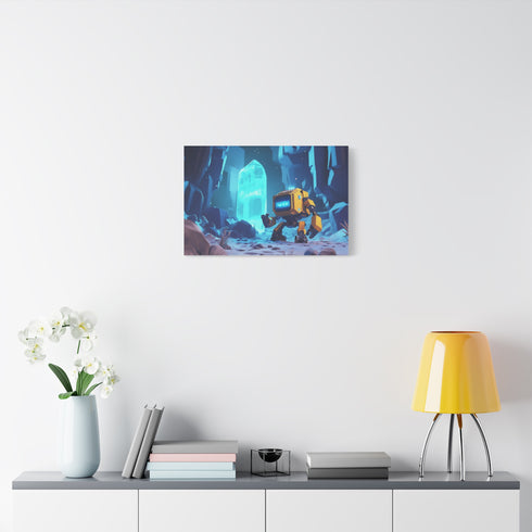 Robot Exploring Crystal Cave (Edition II) — Canvas Wall Art — Kiln-Dried Pine Frame & Ready-to-Hang Back View