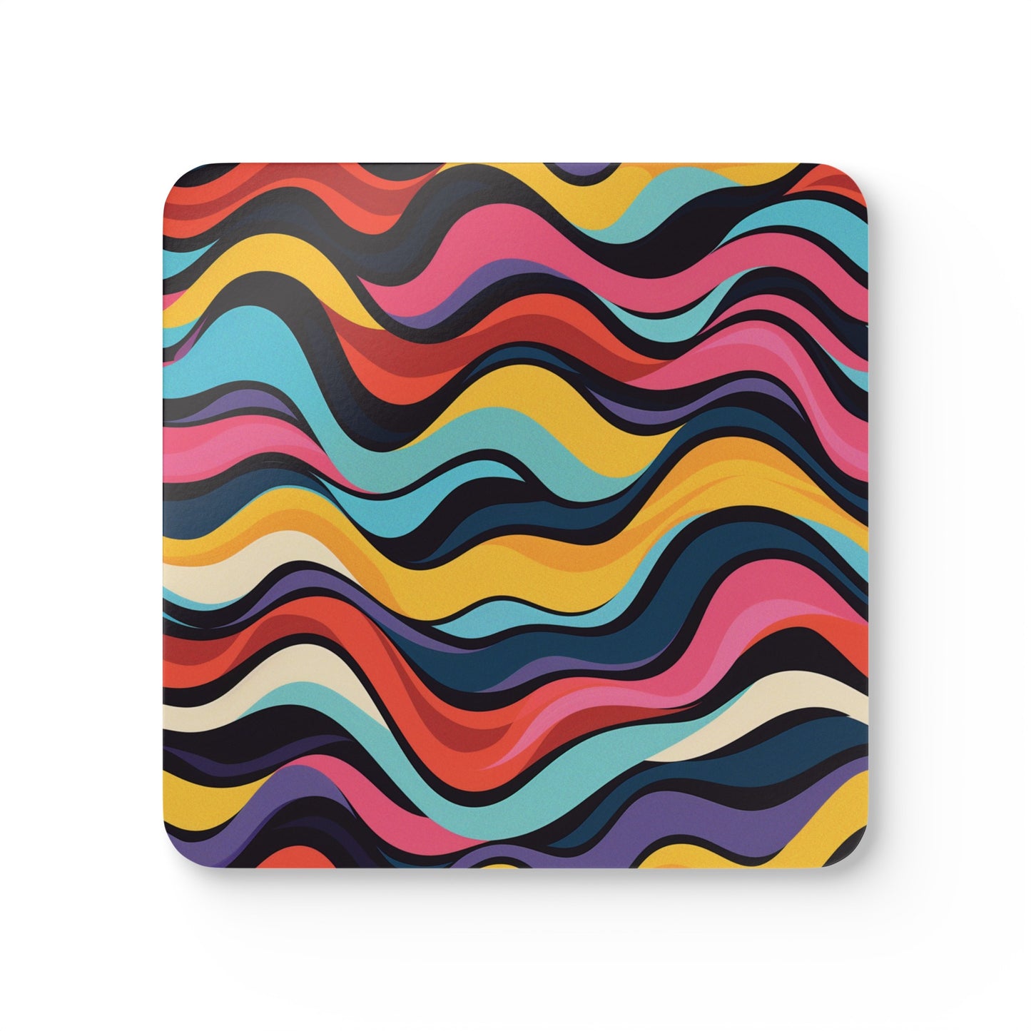 Retro Waves Corkwood Coaster Set | Home Decor | Accessories, Coasters, Desk, Kitchen, Kitchen Accessories, Sublimation, Summer Picks | Prints with Passion