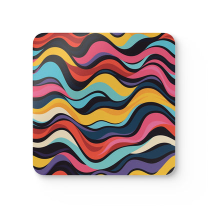 Retro Waves Corkwood Coaster Set | Home Decor | Accessories, Coasters, Desk, Kitchen, Kitchen Accessories, Sublimation, Summer Picks | Prints with Passion