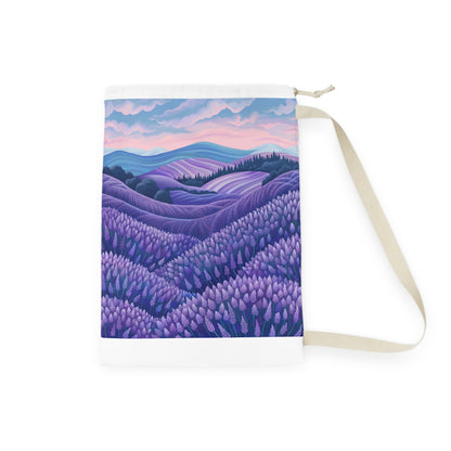 Lavender Fields Laundry Bag - Relaxing seamless patterned pillowcase for a soothing laundry experience.