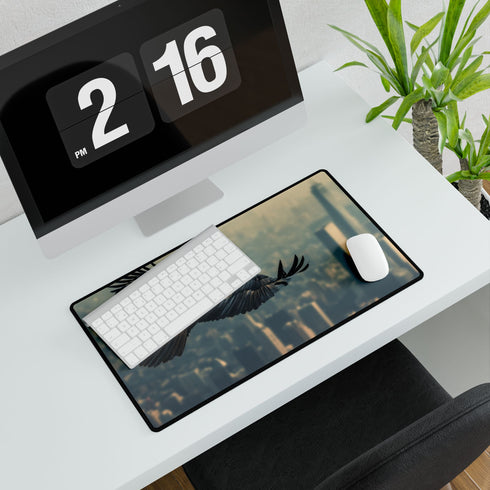 Robotic Eagle Soaring Above City — XL & XXL Desk Mat — Product Detail View 7