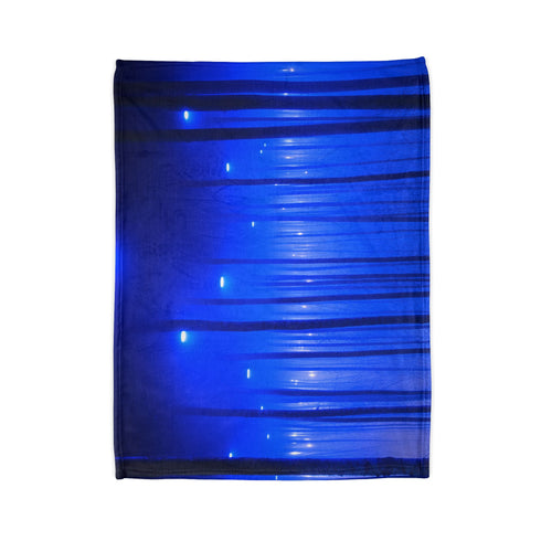 Cyber Forest with Bioluminescent Fog — Plush Fleece Throw Blanket — Folded Plush Blanket Detail