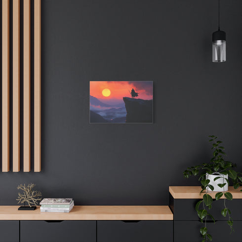 Lone Knight on a Cliff at Dawn — Canvas Wall Art — Product Detail View 5
