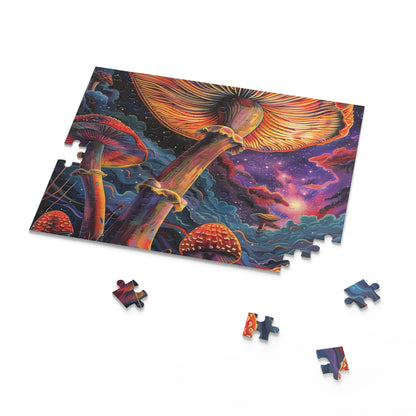 Colorful psychedelic fungi jigsaw puzzle for calming entertainment