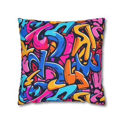 Neon Urban Graffiti Pillowcase - Vibrant seamless pattern for edgy bedroom decor