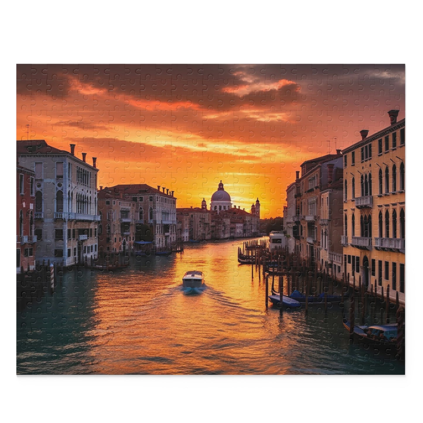 "Venetian Dream Jigsaw Puzzle - 500 piece exquisite illustration of romantic Venice canals, ideal for a cozy night in"