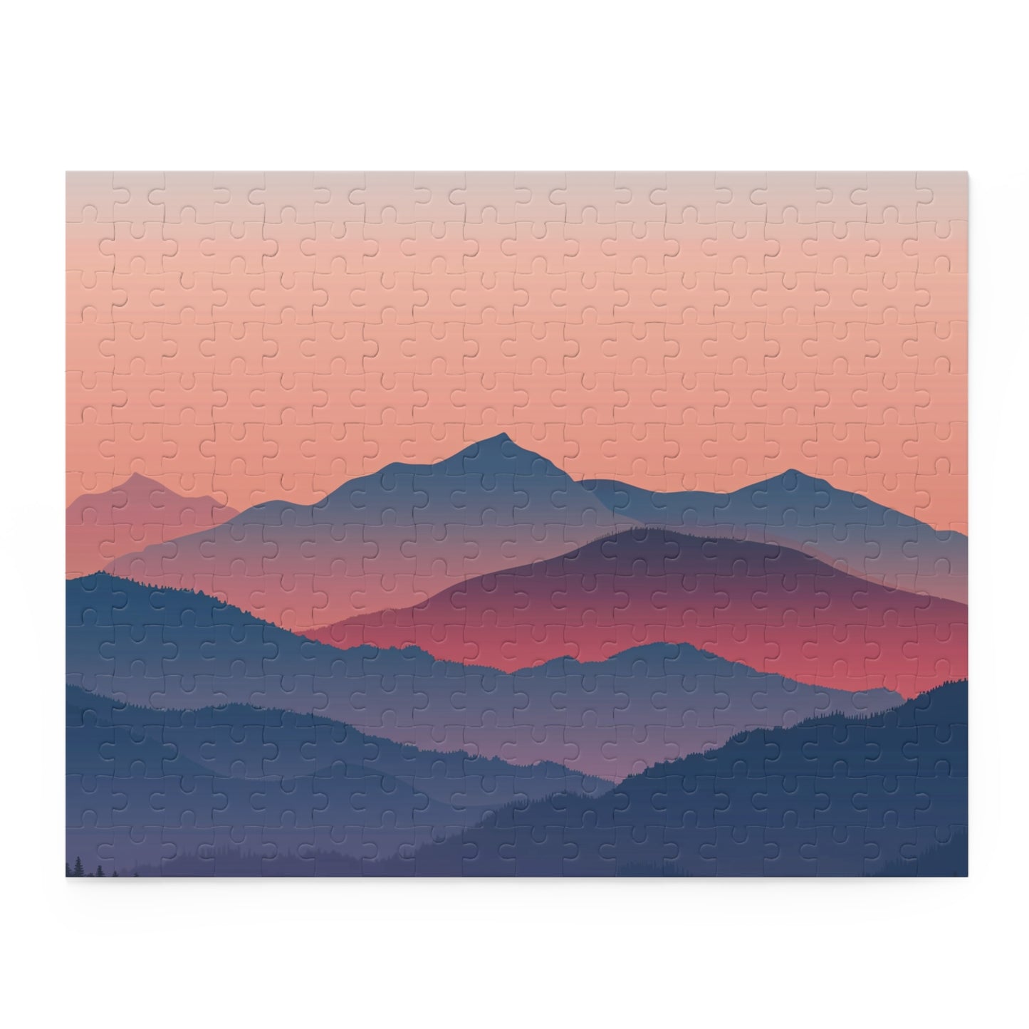 "Serene Mountain View Puzzle - escape into nature with this calming jigsaw puzzle of a minimalist mountain landscape"