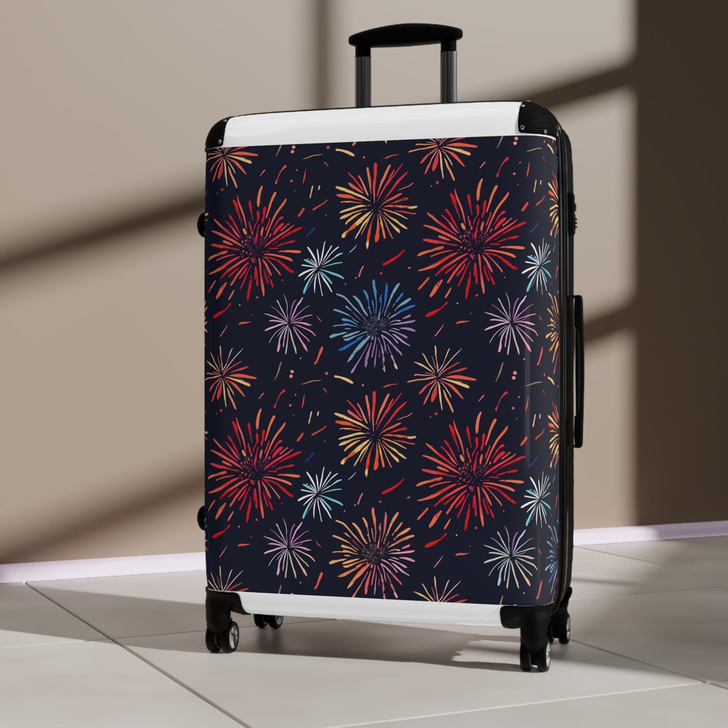 Sparkling Suitcase: Festive Fireworks Pattern