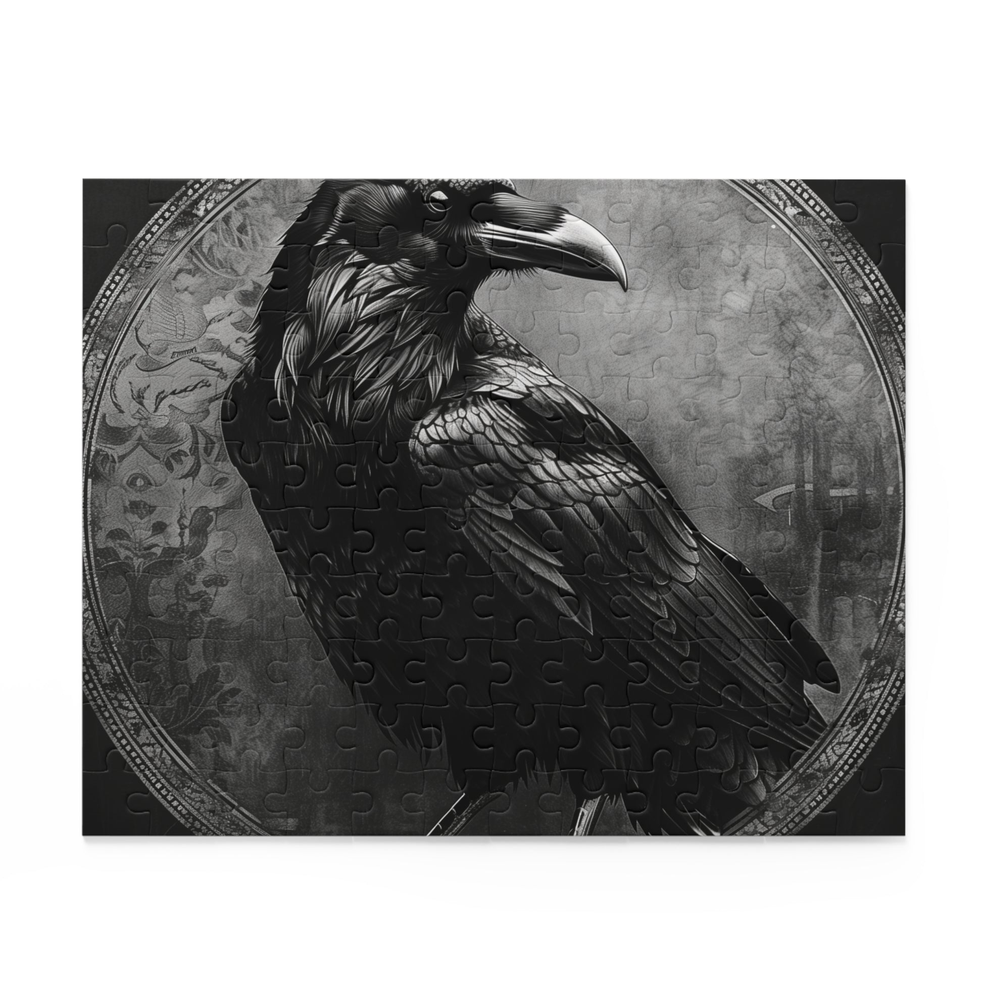 "Hauntingly beautiful Gothic Raven jigsaw puzzle for mysterious and dark aesthetic lovers"