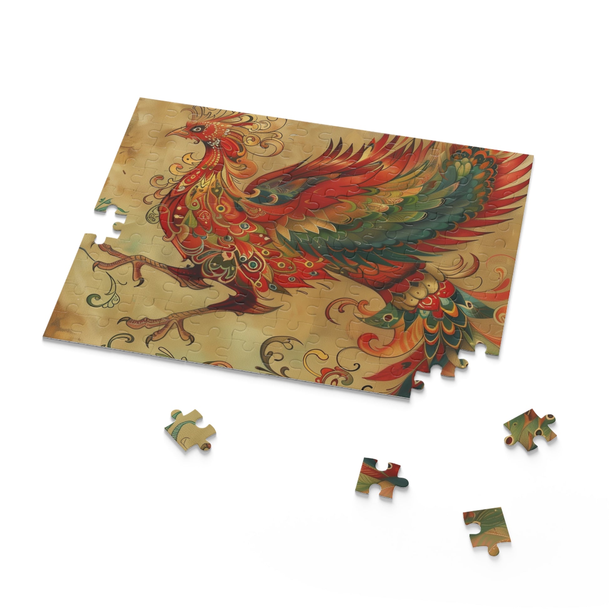 "Vibrant Phoenix Mythical Jigsaw Puzzle - Intricate design, stunning colors for captivating puzzle experience"