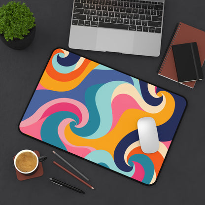 "Vibrant Retro Waves Desk Mat for Stylish Office Decor"