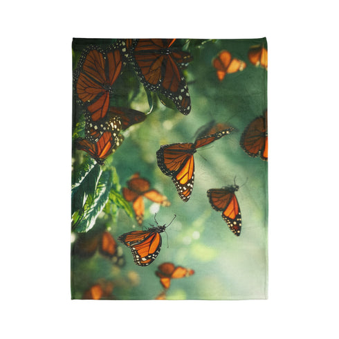 Bioengineered Butterfly Forest Plush Fleece Throw Blanket