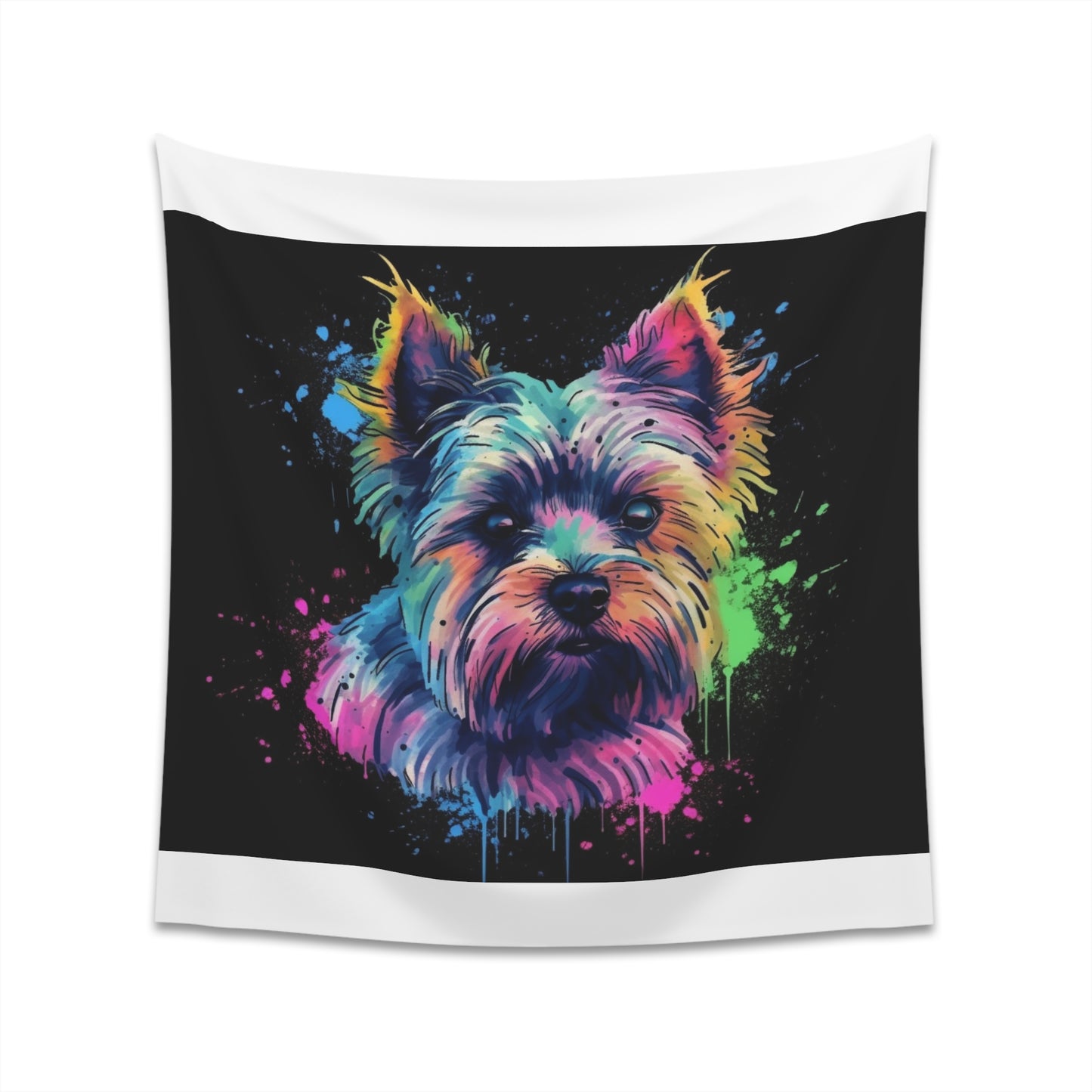 "Yorkie Love Tapestry: Spunky Yorkshire Terrier Design for Dog Lovers - High-Quality & Stylish"