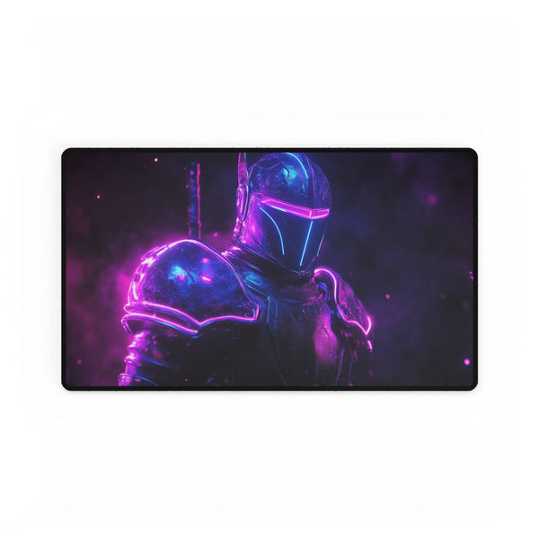 Cyberpunk Neon Armor Knight Sci-Fi Gaming XXL Extended Desk Mat - View 2 | Prints With Passion